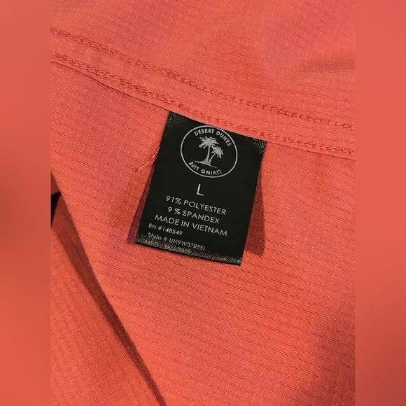 Desert Dunes Men's Casual Button Down Shirt in Coral Size Large - Picture 7 of 7
